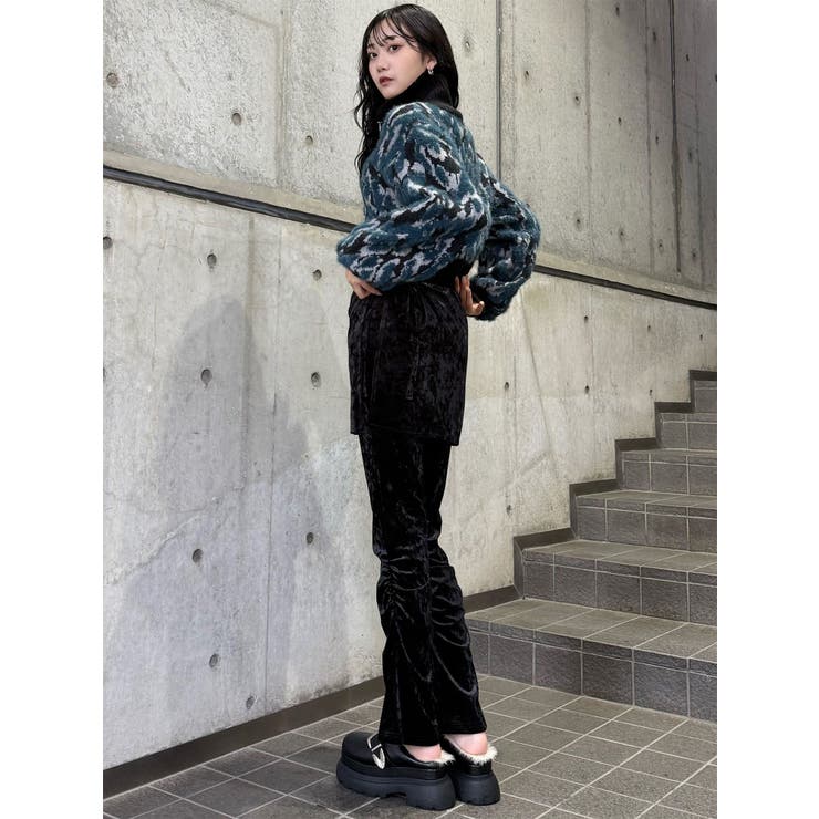 スカートレイヤードシャーリングベロアパンツ | MURUA | 詳細画像14 