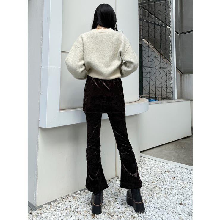 スカートレイヤードシャーリングベロアパンツ | MURUA | 詳細画像18 