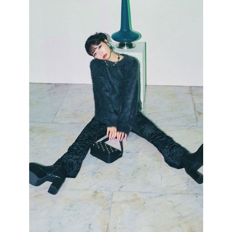 スカートレイヤードシャーリングベロアパンツ | MURUA | 詳細画像2 