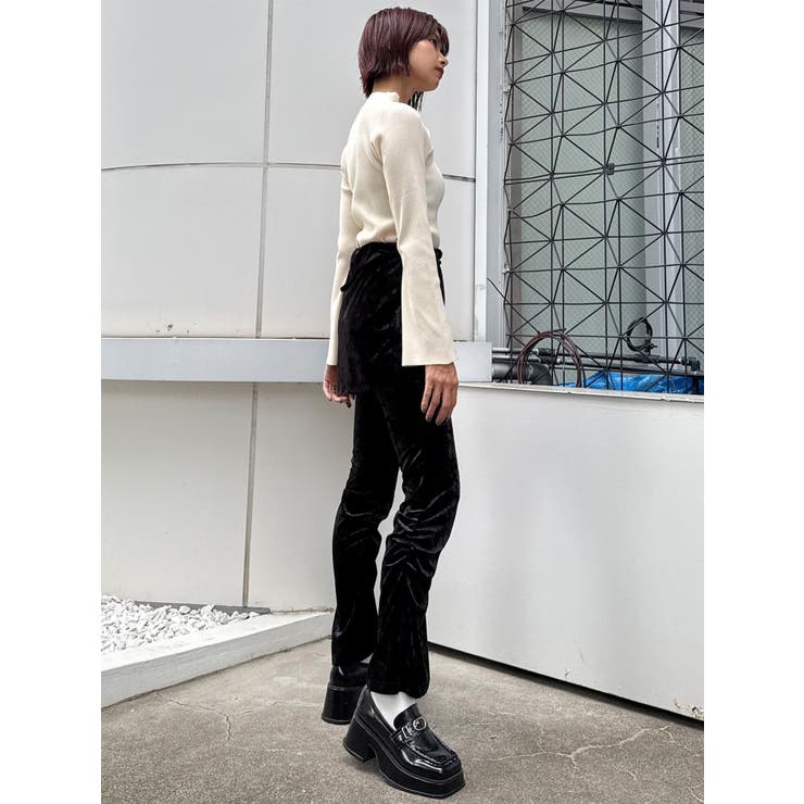 スカートレイヤードシャーリングベロアパンツ | MURUA | 詳細画像21 