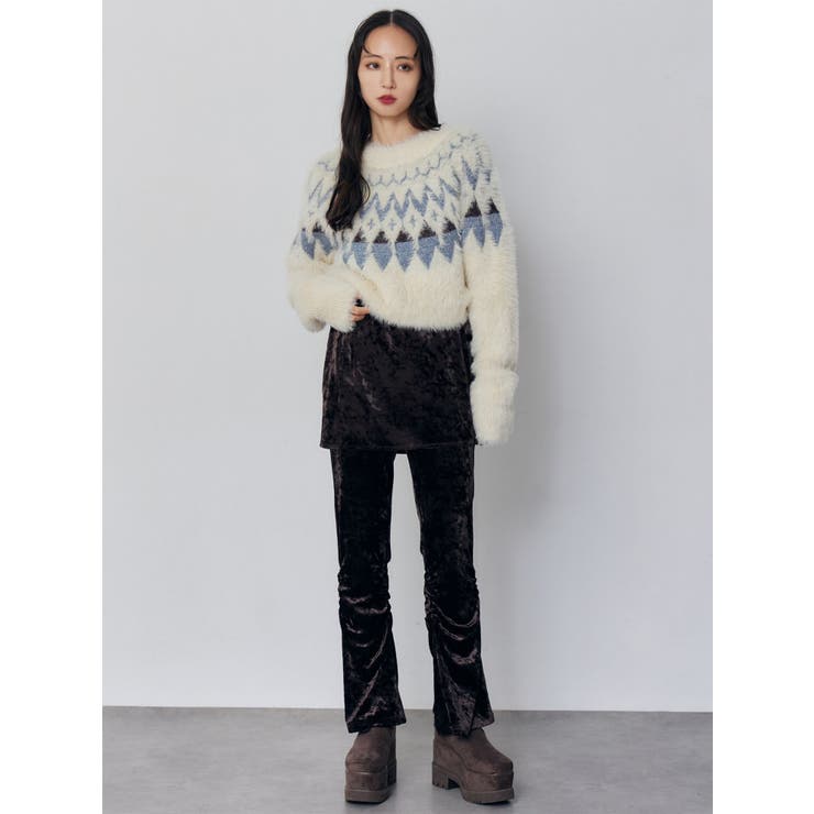 スカートレイヤードシャーリングベロアパンツ | MURUA | 詳細画像5 