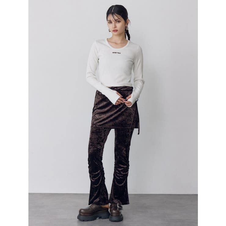 スカートレイヤードシャーリングベロアパンツ | MURUA | 詳細画像9 