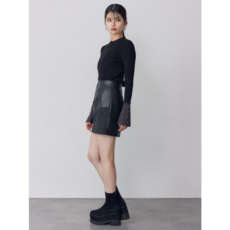 ヴィンテージライクパッチワークミニスカート[品番：MKSW0067106