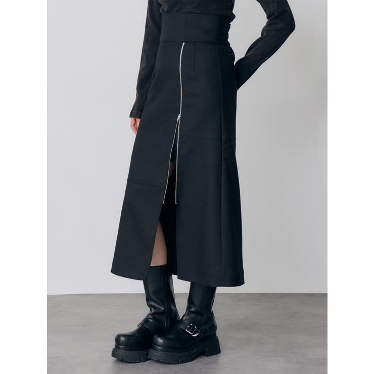 ブラック | ジップスリットAラインスカート | MURUA