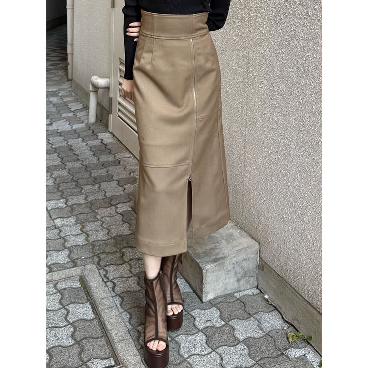 ベージュ | ジップスリットAラインスカート | MURUA