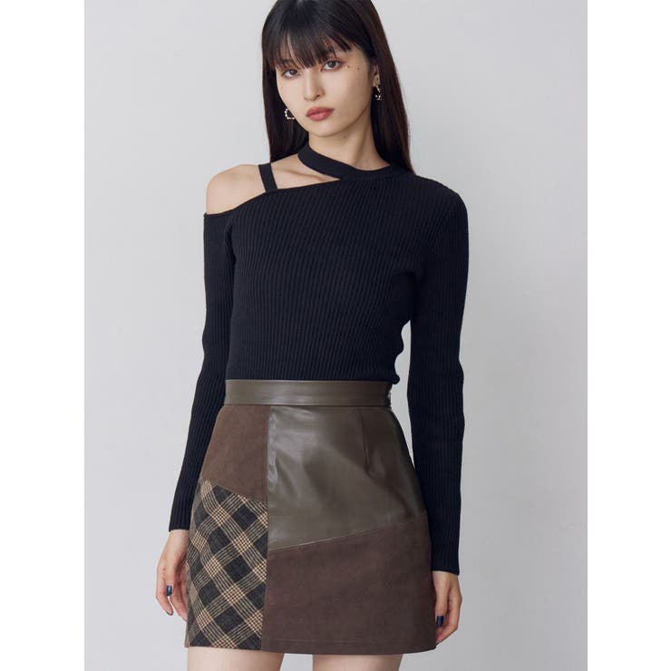 ブラック | ワンショルテープリブニット | MURUA