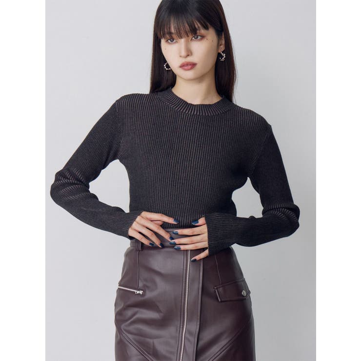 ブラック | メランジバイカラーリブニット | MURUA