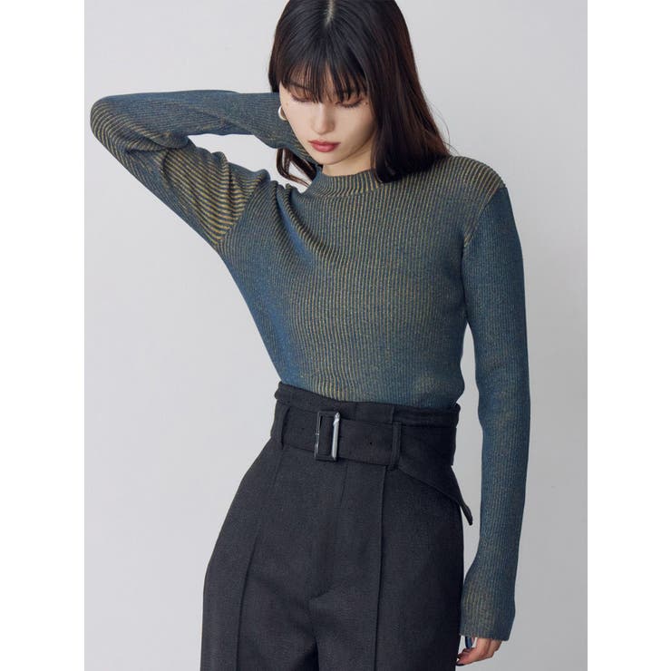 ブルー | メランジバイカラーリブニット | MURUA