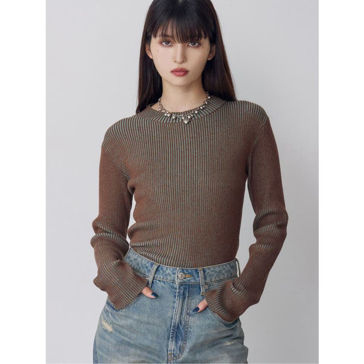 ブラウン | メランジバイカラーリブニット | MURUA