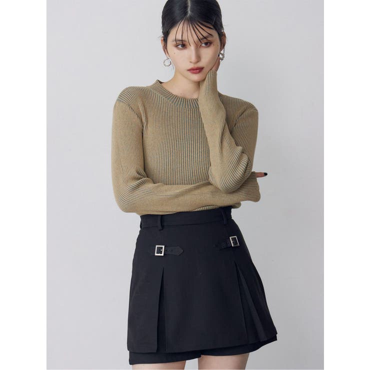 ベージュ | メランジバイカラーリブニット | MURUA