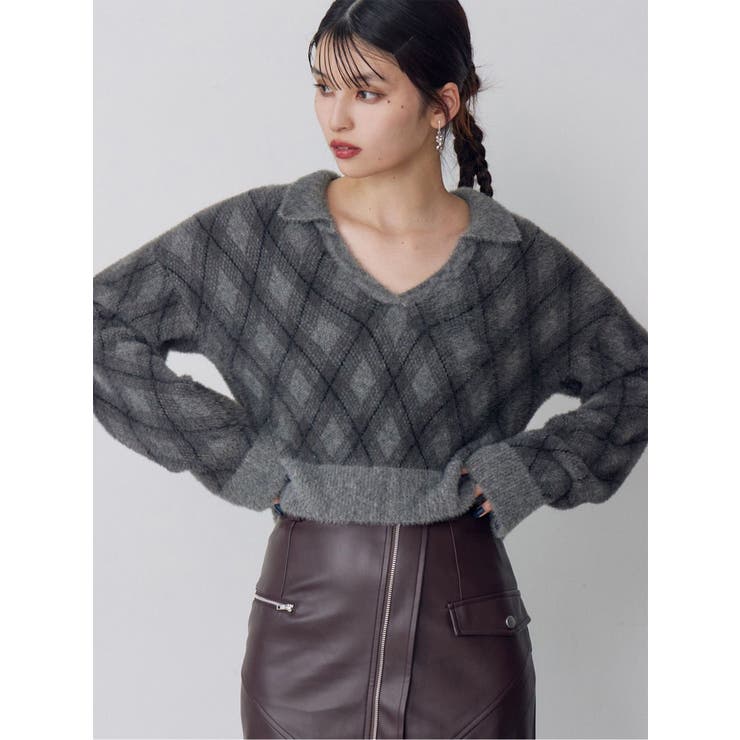 アーガイルシャギーポロニット | MURUA | 詳細画像1 