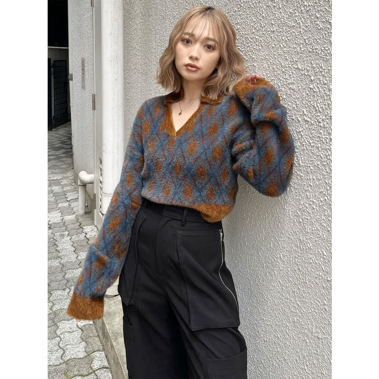 アーガイルシャギーポロニット | MURUA | 詳細画像3 