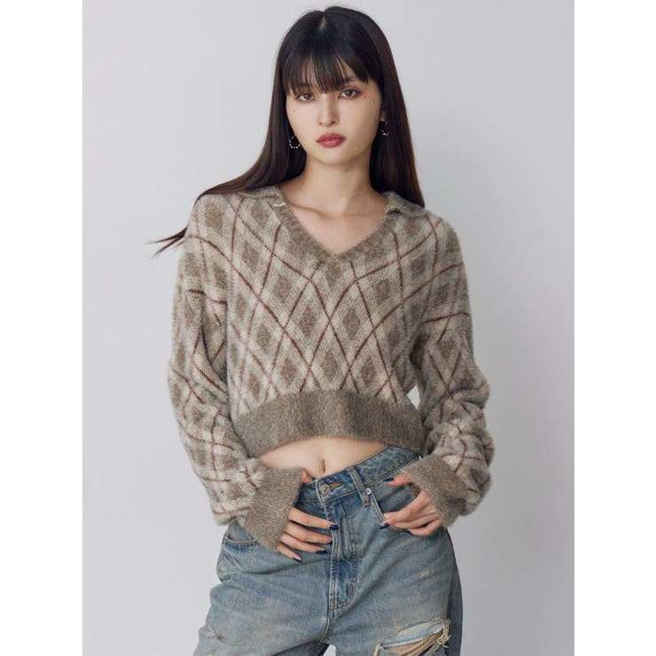 アーガイルシャギーポロニット | MURUA | 詳細画像4 