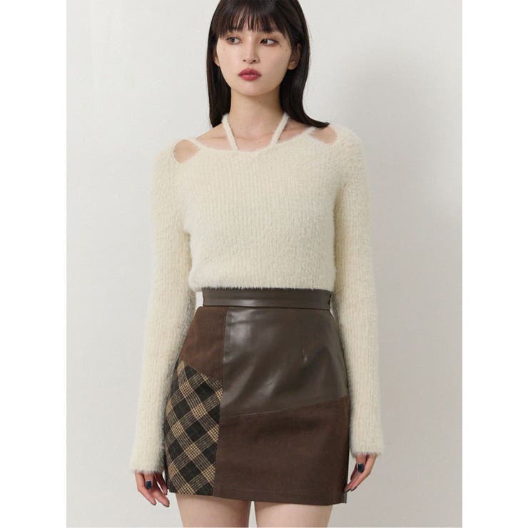 アイボリー | ミニシャギーカットアウトニット | MURUA