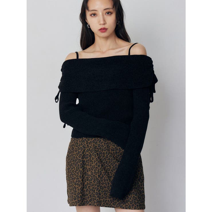 ブラック | モールヤーンオフショルニット | MURUA