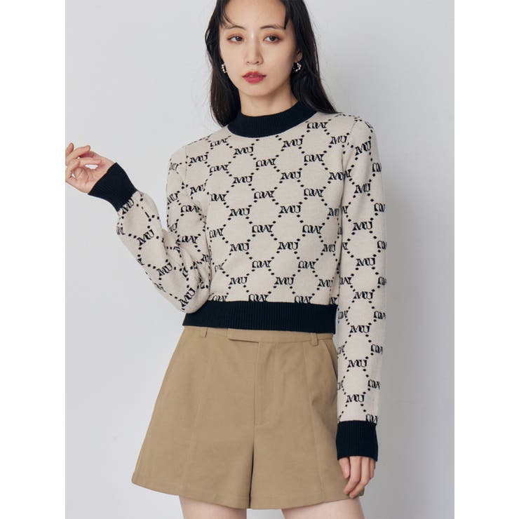 アイボリー | モノグラムバイカラーニット | MURUA