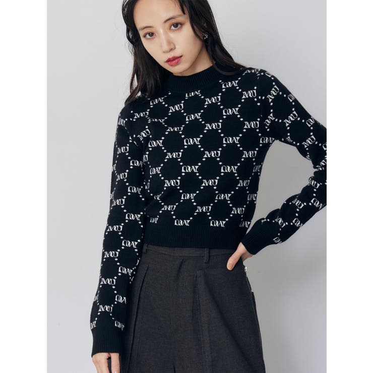 ブラック | モノグラムバイカラーニット | MURUA