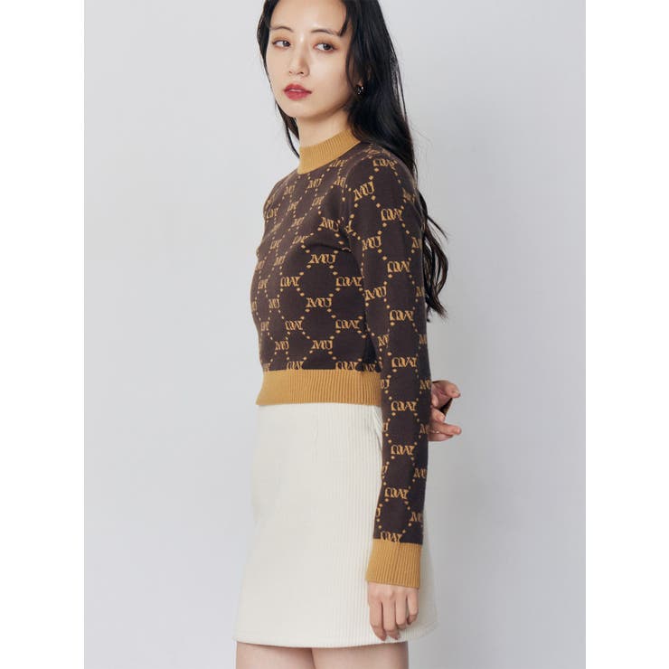 ブラウン | モノグラムバイカラーニット | MURUA