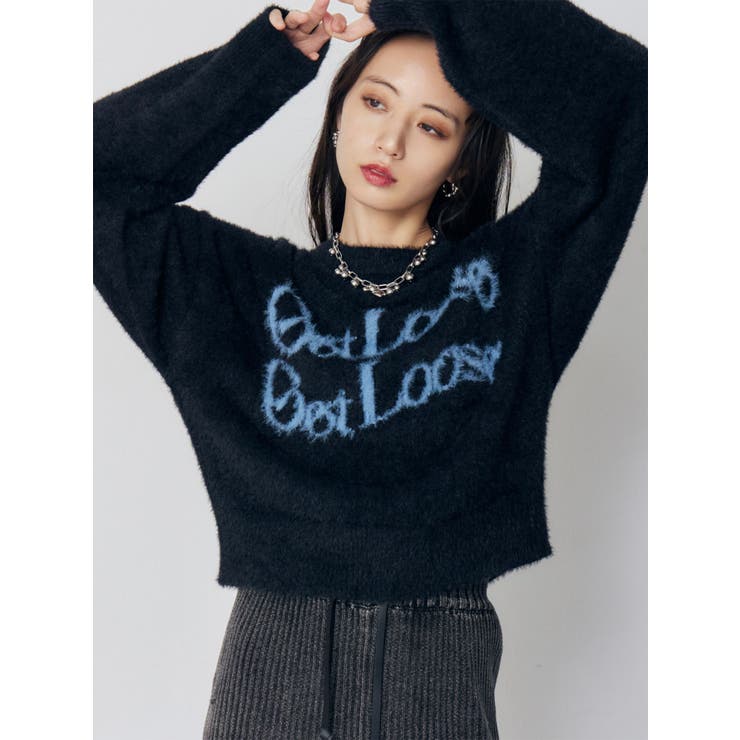 ブラック | ミニシャギーロゴニット | MURUA