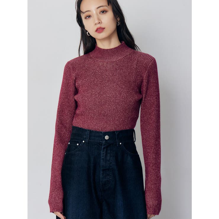 ボルドー | バイカラーラメクロップドニット | MURUA