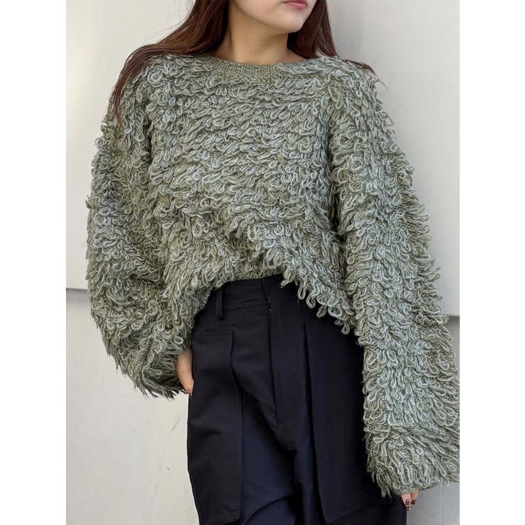 グリーン | ループヤーンボリュームスリーブニット | MURUA