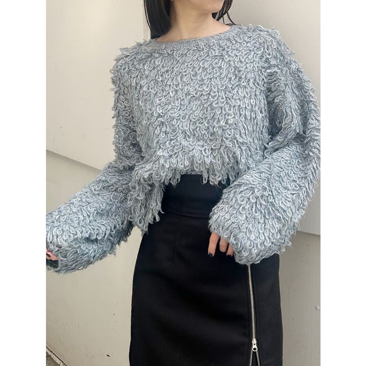 ブルー | ループヤーンボリュームスリーブニット | MURUA