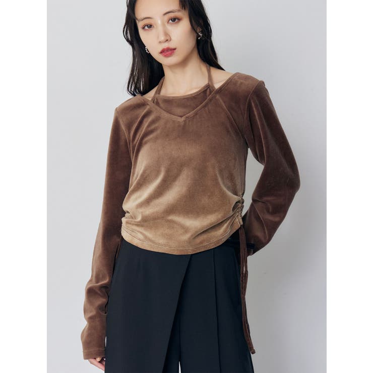 ベージュ | ホルターネックベロアトップス | MURUA