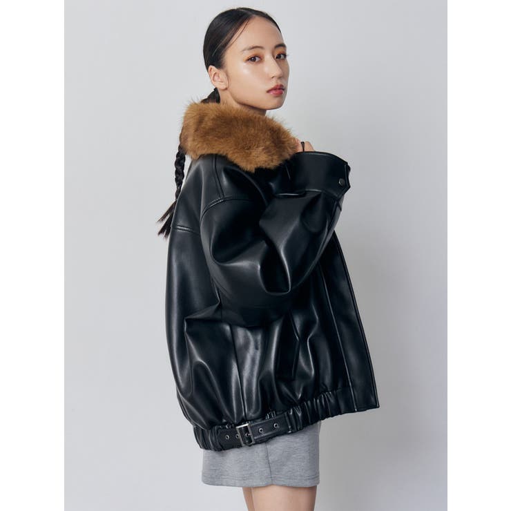 2WAYカラーフェイクレザーブルゾン | MURUA | 詳細画像4 