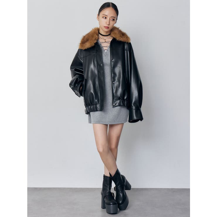 2WAYカラーフェイクレザーブルゾン | MURUA | 詳細画像6 