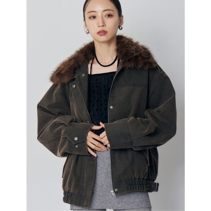 ブラウン | 2WAYカラーフェイクレザーブルゾン | MURUA