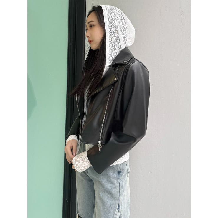 コンパクトフェイクレザーライダースジャケット | MURUA | 詳細画像19 