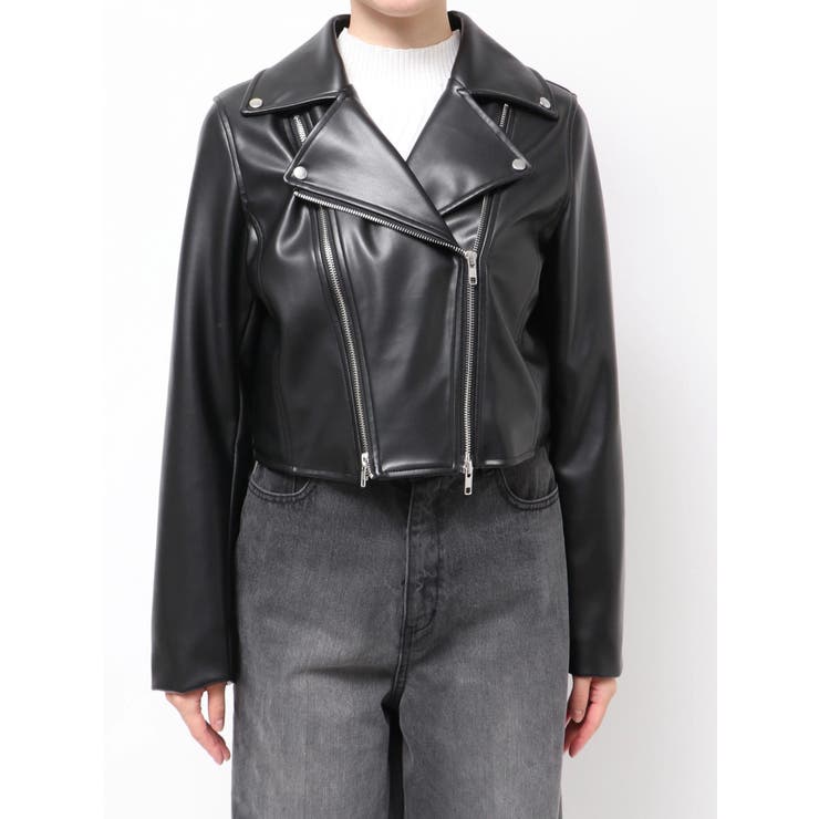 コンパクトフェイクレザーライダースジャケット | MURUA | 詳細画像24 