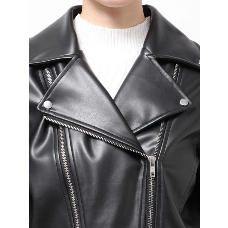 コンパクトフェイクレザーライダースジャケット | MURUA | 詳細画像27 