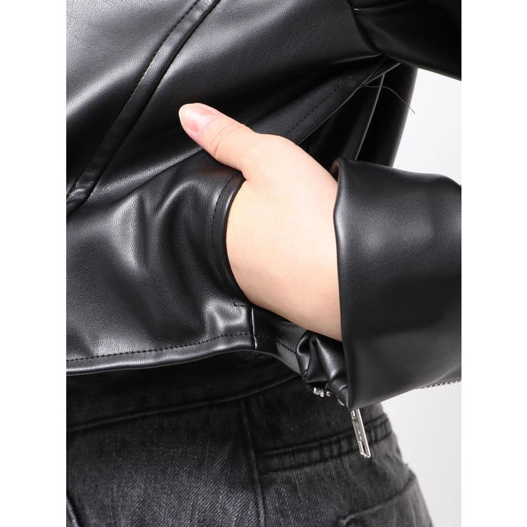 コンパクトフェイクレザーライダースジャケット | MURUA | 詳細画像29 