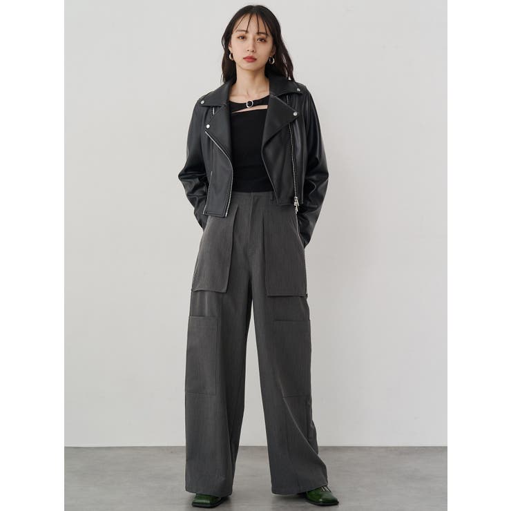 コンパクトフェイクレザーライダースジャケット | MURUA | 詳細画像5 