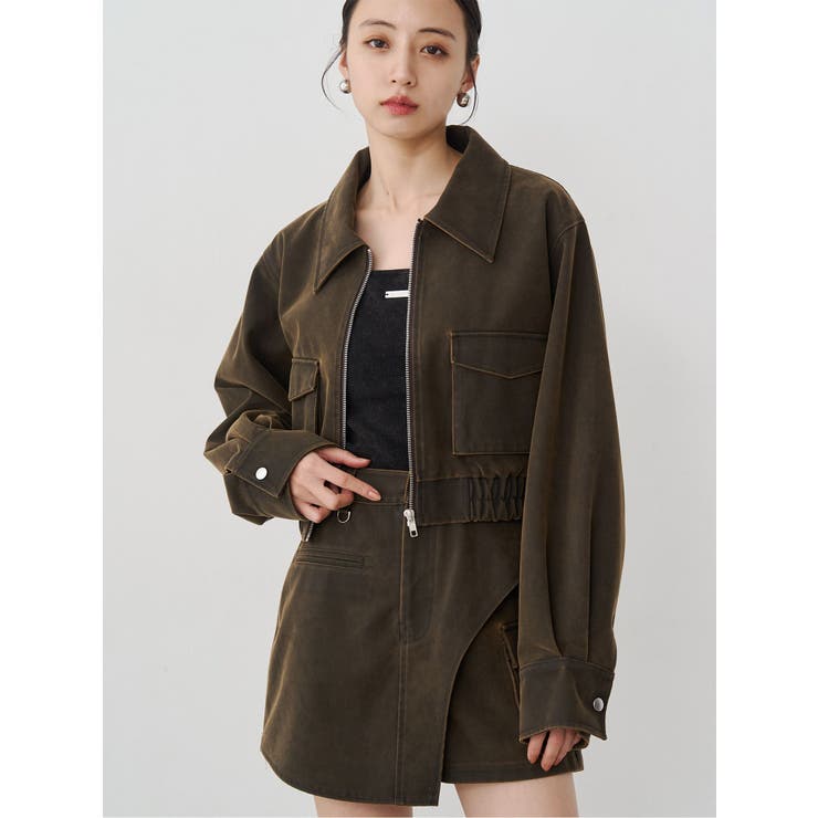 ブラウン | フェイクレザーショートフライトジャケット【セット販売対象】 | MURUA