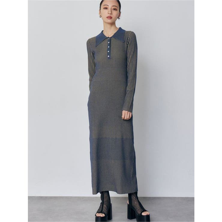 ブルー | リブニットロングワンピース | MURUA