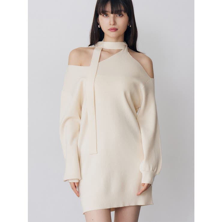 アイボリー | アシメショルダーミニワンピース | MURUA