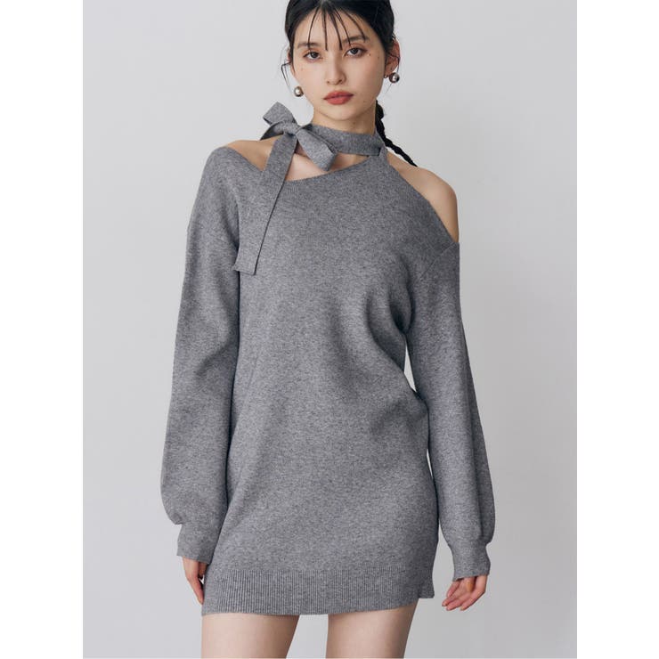 グレー | アシメショルダーミニワンピース | MURUA