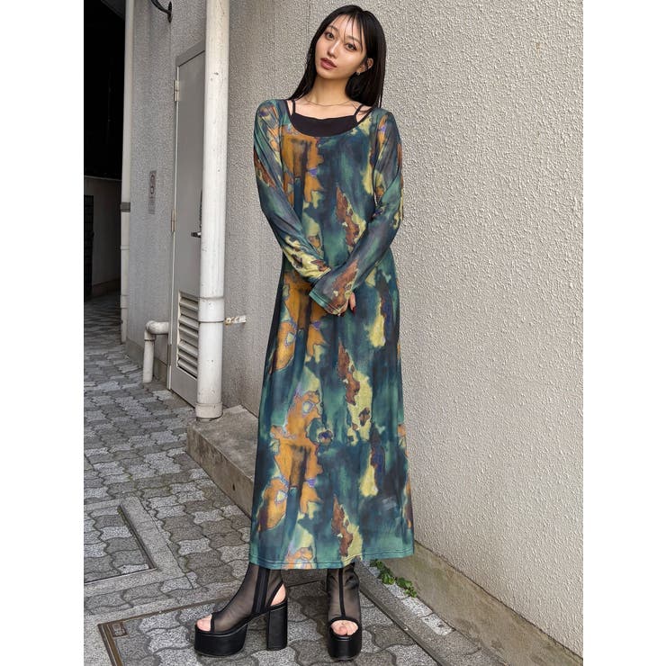 レイヤードパターンシアーワンピース | MURUA | 詳細画像2 