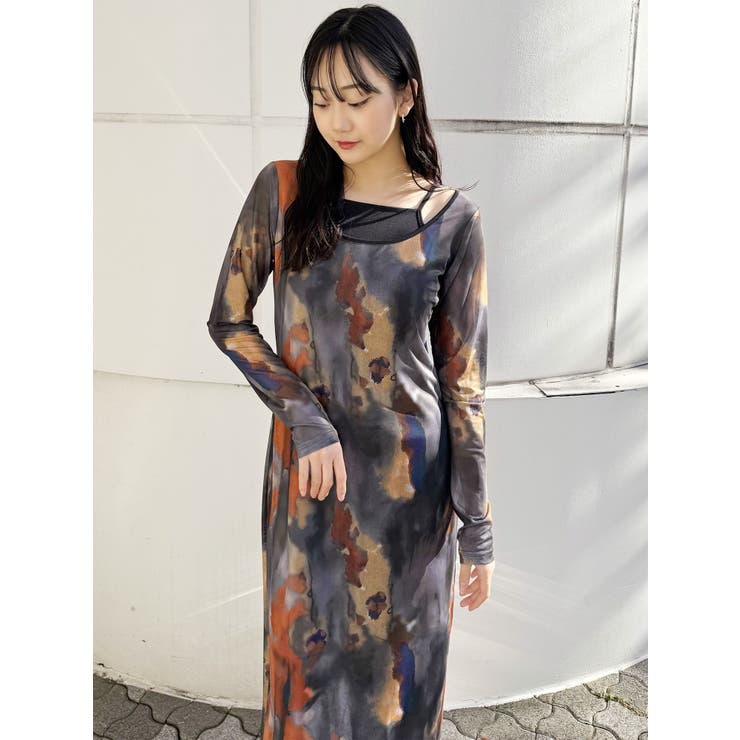 レイヤードパターンシアーワンピース | MURUA | 詳細画像8 