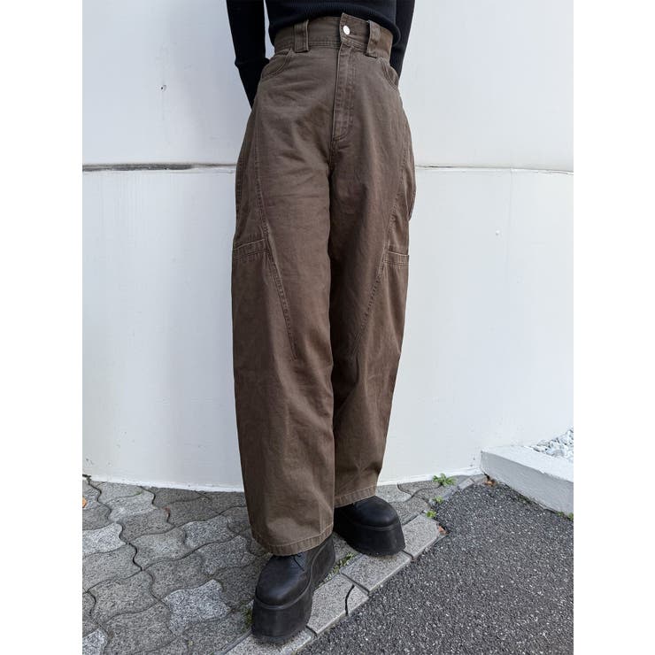 ブラウン | パッチポケットバレルレッグパンツ | MURUA