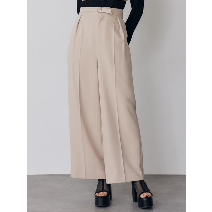 ベージュ | フロントベルトワイドパンツ【セット販売対象】 | MURUA