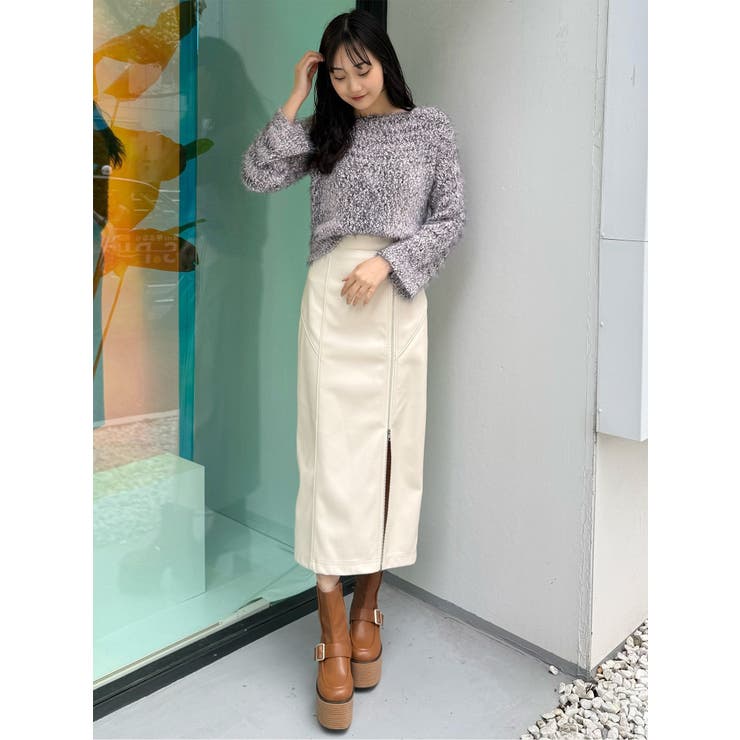 ZIPスリットフェイクレザーナロースカート | MURUA | 詳細画像16 