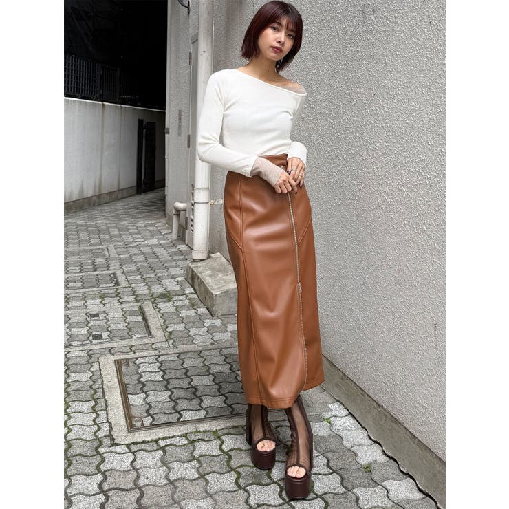 ZIPスリットフェイクレザーナロースカート | MURUA | 詳細画像21 