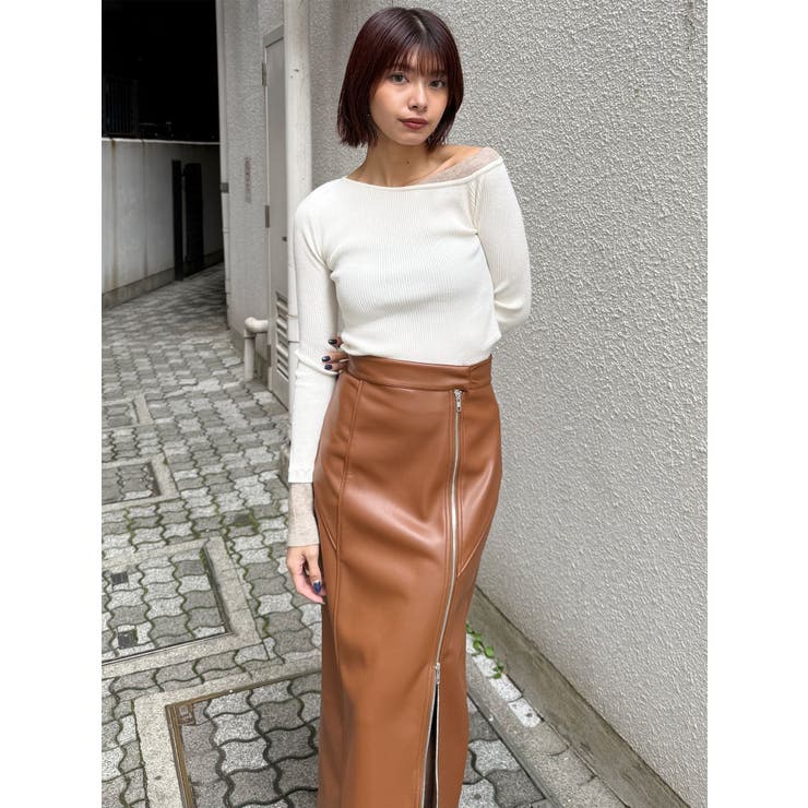 ZIPスリットフェイクレザーナロースカート | MURUA | 詳細画像23 