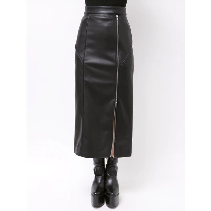 ZIPスリットフェイクレザーナロースカート | MURUA | 詳細画像24 