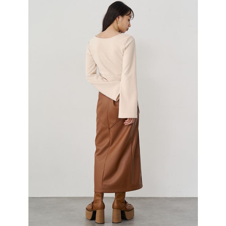 ZIPスリットフェイクレザーナロースカート | MURUA | 詳細画像8 