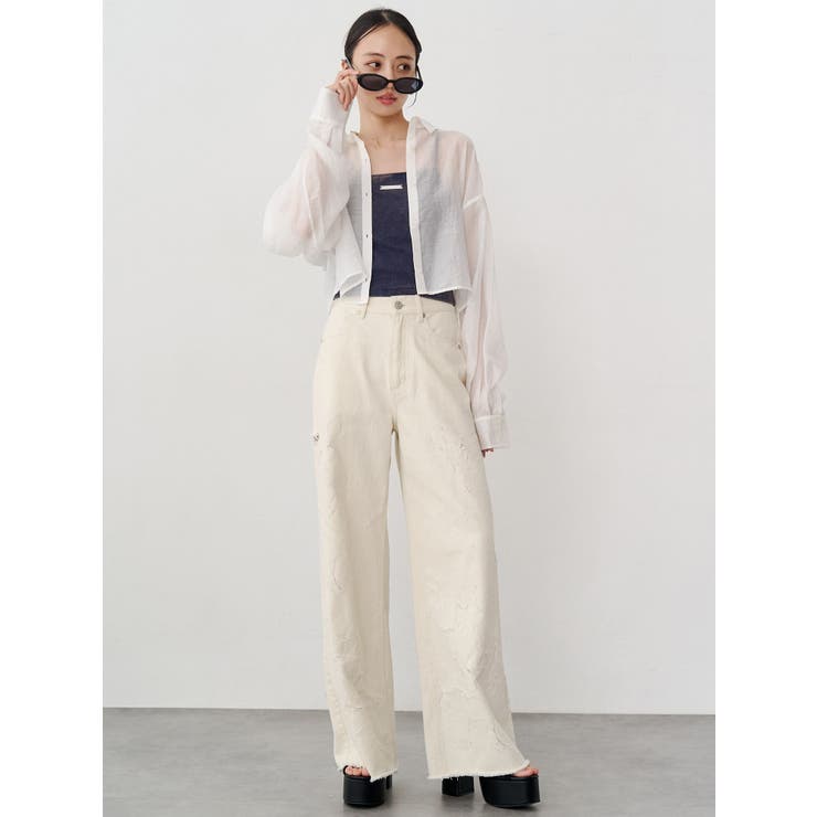 ダメージフラワーワイドデニム | MURUA | 詳細画像15 