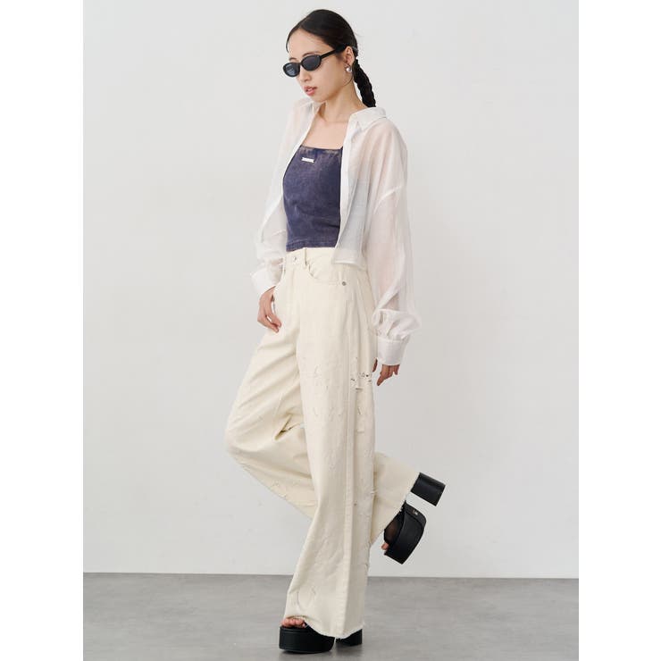 ダメージフラワーワイドデニム | MURUA | 詳細画像16 